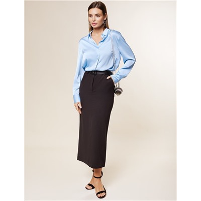 Юбка миди с двумя разрезами из поливискозы с эластаном