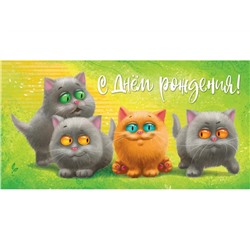 Конверт д/денег С днем рождения Котики (вып.по 2шт.) 1-04-0331