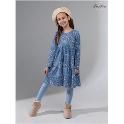 Платье Тиана синие листья