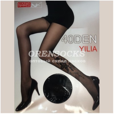 ФАНТАЗИЙНЫЕ КАПРОНОВЫЕ КОЛГОТКИ 40 DEN С КРАСИВЫМ РИСУНКОМ НА НОГЕ ЧЕРНЫЕ NARIS YILIA J79