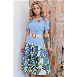 Мода Юрс 2641-2 голубой_ирисы, Юбка,  Жакет