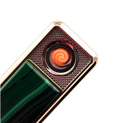 Подарочная зажигалка USB с камнем малахит.