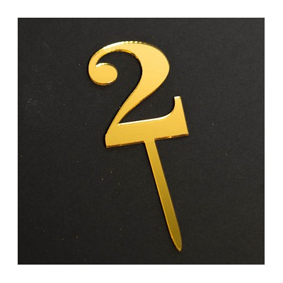 Топпер "Цифра 2" золото 5,5*8 см