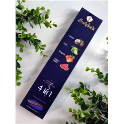4 IN 1: Coconut, Lime, Tangerine, Watermelon, Bestofindia (4 В 1: Кокос, Лайм, Мандарин, Арбуз, премиум благовония, Бэстофиндия), 70 г. (20 палочек + подставка в подарок)
