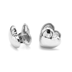 Серьги модные "Сердечки" 15*14мм, серебристые, 7г