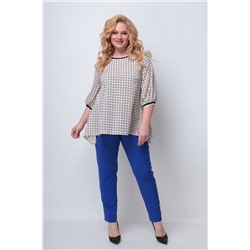 Michel chic 1247 синий_клетка, Брюки,  Блуза