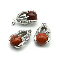 Подвеска Коготь 23*30мм с шариком 16мм из яшмы красной