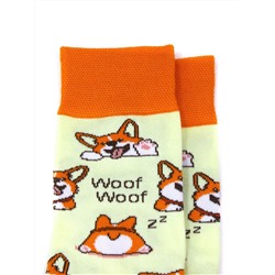 Носки р.35-40 "Wow" Корги на бежевом