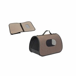Сумка-переноска жёсткая №3 ECO серия "ТУРНЕ" 45х26,5х26,5см (рогожка, пластик) коричневая АГ