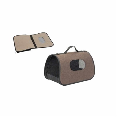 Сумка-переноска жёсткая №3 ECO серия "ТУРНЕ" 45х26,5х26,5см (рогожка, пластик) коричневая АГ