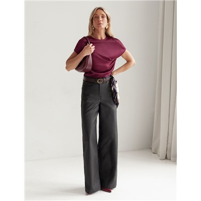 Блузка из сатина с коротким рукавом