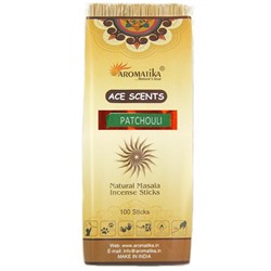 Ace Scents PATCHOULI Natural Masala Incense Sticks, Aromatika (ПАЧУЛИ натуральные ароматические палочки, Ароматика), 100 палочек.