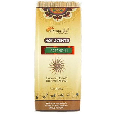 Ace Scents PATCHOULI Natural Masala Incense Sticks, Aromatika (ПАЧУЛИ натуральные ароматические палочки, Ароматика), 100 палочек.