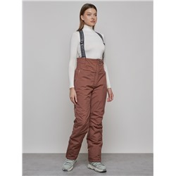 Полукомбинезон с высокой посадкой женский зимний коричневого цвета 7399K