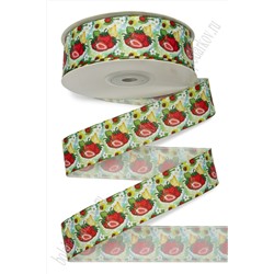 Лента репсовая 2,5 см*25 ярд с рисунком "Клубничка" SF-6131