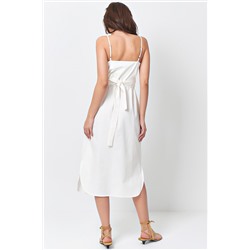 Хлопковое платье с отрезной талией белое