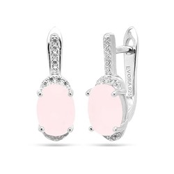 Серьги из серебра розовый кварц, МЦВ688