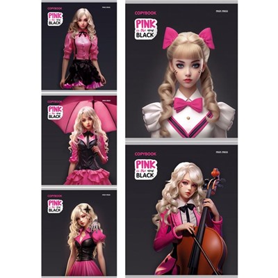 Тетрадь 48 л клетка PINK&BLACK Проф-Пресс Т48-2552