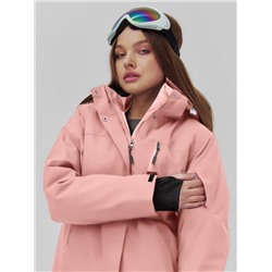 Горнолыжная куртка женская зимняя персикового цвета 7015_1P