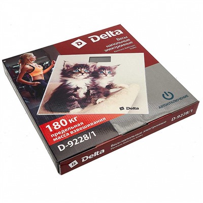 Весы 180 кг 26×26 см электронные напольные DELTA D-9228/1 "Котята"