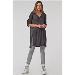 Туника трикотажная с разрезами по бокам черная