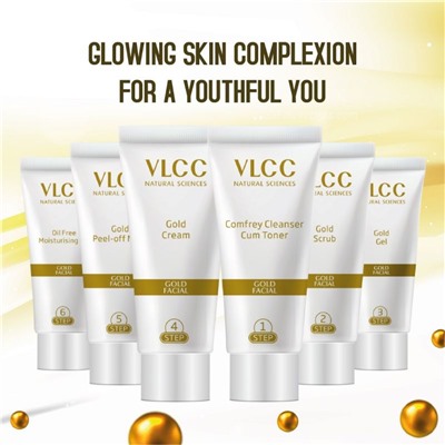 GOLD FACIAL KIT Long Lasting Golden Glow, VLCC (ЗОЛОТО набор - Золотое сияние кожи лица), 60 г. (6x10 г.)