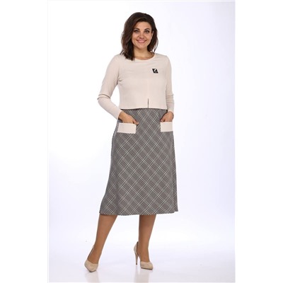 Lady Style Classic 2021/1 зеленый_с_бежевым, Платье