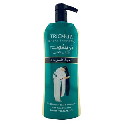 TRICHUP Herbal Shampoo BLACK SEED, Vasu (ТРИЧУП (ТРИЧАП) Травяной шампунь ЧЕРНЫЙ ТМИН, Васу), с дозатором, 700 мл.