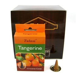 Tulasi Incense CONES TANGERINE, Sarathi (Туласи благовония КОНУСЫ МАНДАРИН, Саратхи), уп. 15 конусов.