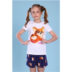 Пижама для девочки Корги арт.ПД-009-041 (Белый)