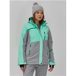 Гоннолыжная куртка женская зимняя бирюзового цвета 709Br