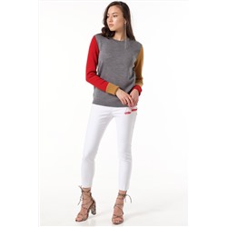 Джемпер вязаный классический из шерсти цветной