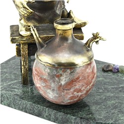 Гном химик из бронзы на подставке из змеевика 265*145*225мм.