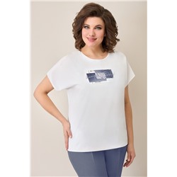 VOLNA 1287 темно-голубой/молочно-белый, Брюки,  Блуза,  Жакет