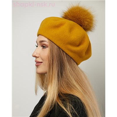 Берет фетр флис Помпон 11 Берет женский флис (56-58)