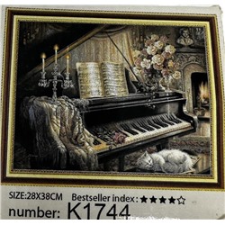 Алмазная мозаика без подрамника 28*38см  Рояль полная выкладка К1744