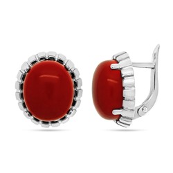 Серьги из серебра коралл, СПН4097