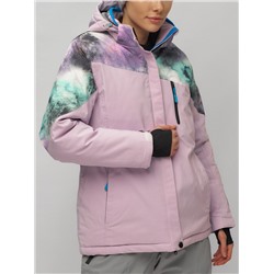 Горнолыжный костюм женский большого размера фиолетового цвета 02263F