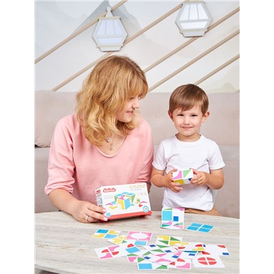 Пластиковые кубики "Для умников" 4 кубика с карточками Baby Toys