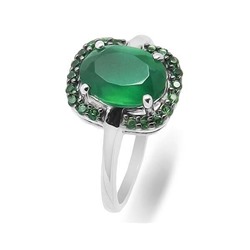 Кольцо из серебра зеленый агат, Садрия