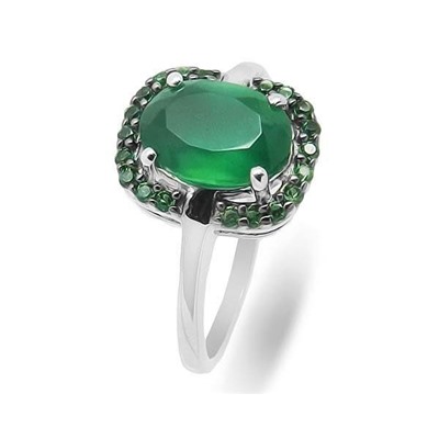 Кольцо из серебра зеленый агат, Садрия
