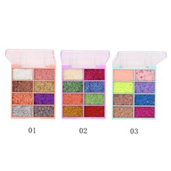 Тени д/век 8-цветные 1254 Havy metal glitter  т.01 Farres