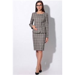 LeNata 22915 коричн.с-син.-клетка-с-юбкой-в-клетку, Юбка,  Жакет
