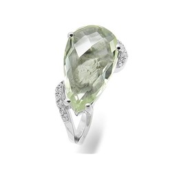 Кольцо из серебра зеленый аметист, Ранелия