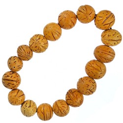 Браслет из ПЕРСИКОВЫХ КОСТОЧЕК, на резинке (бусины 10-15 мм.), 1 шт.