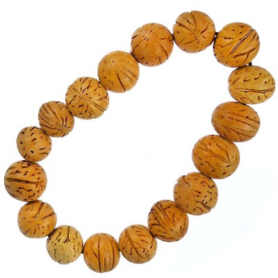 Браслет из ПЕРСИКОВЫХ КОСТОЧЕК, на резинке (бусины 10-15 мм.), 1 шт.