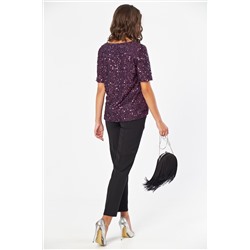 Блузка трикотажная с пайетками фиолетовая