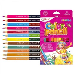 Карандаши цветные 24цв./12шт  Yalong Jumbo DUO Softness дерев. трехгранные  YL211032-24