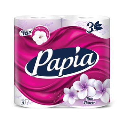 Туалетная бумага  PAPIA Professional 3 слоя  4шт. балийский цветок