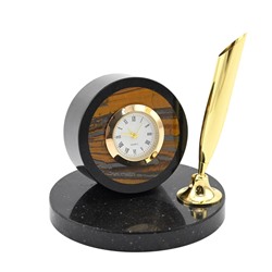 Часы настольные из камня тигровый глаз 85*85*95мм